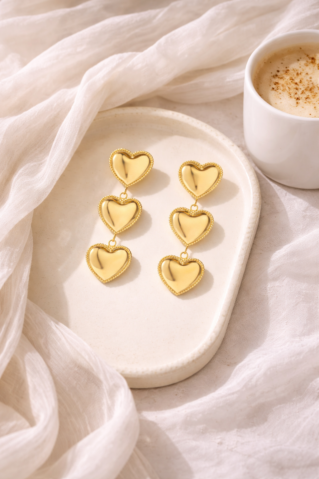 3 Heart Dangle Earrings
