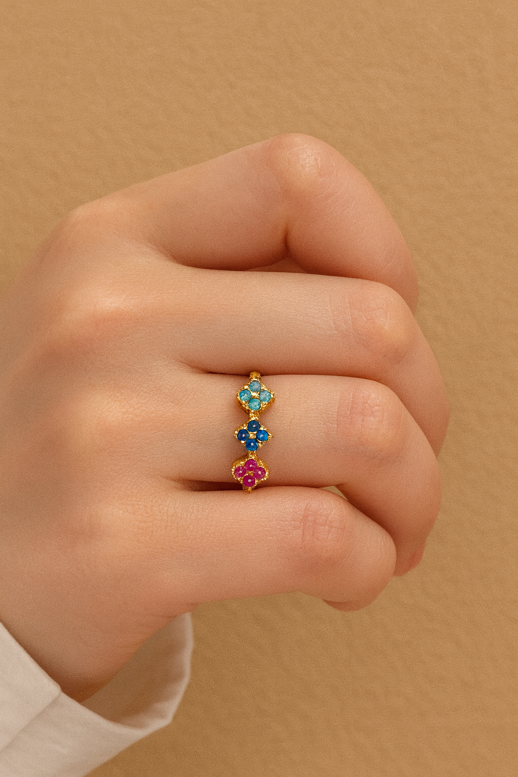 Colorful Clover Ring