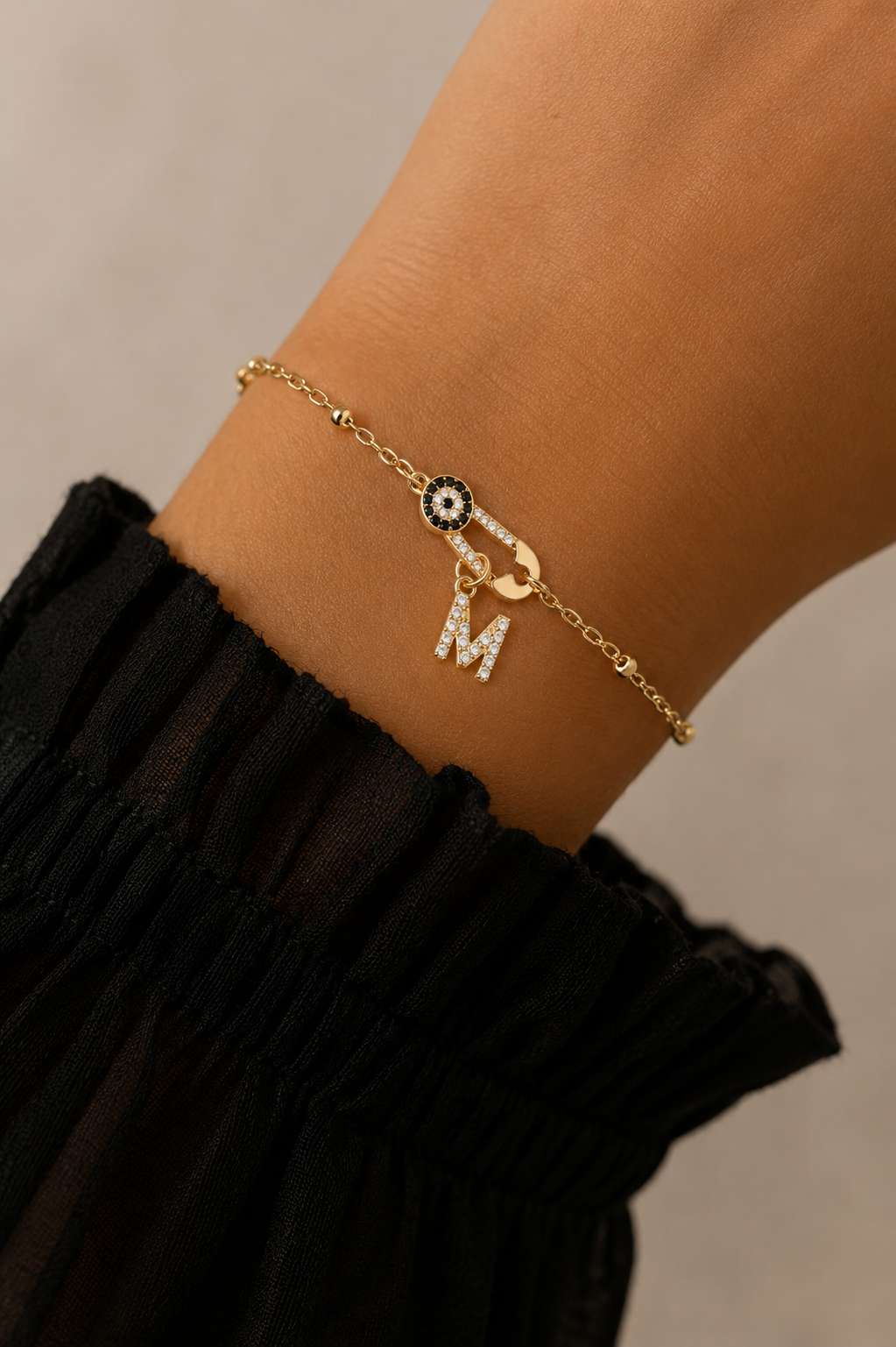 Initial Evil Eye Bracelet