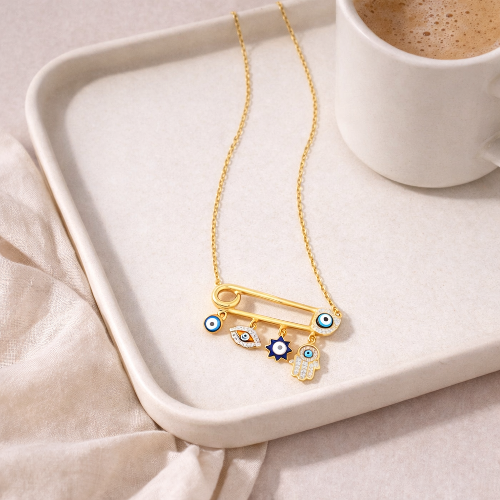 Hamsa Evil Eye Charms Necklace