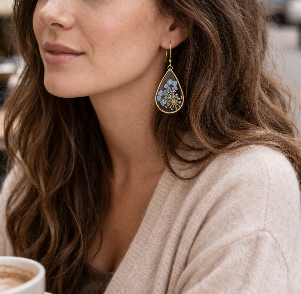 Resin Dried Flower Earrings