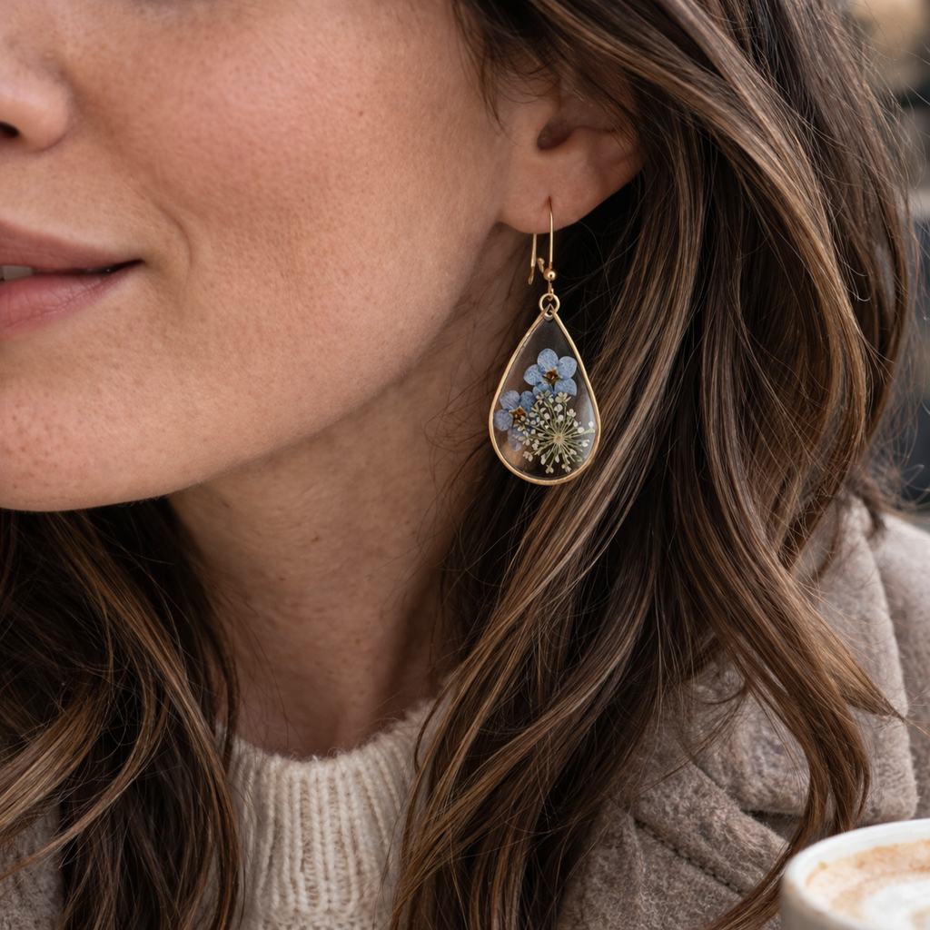 Resin Dried Flower Earrings