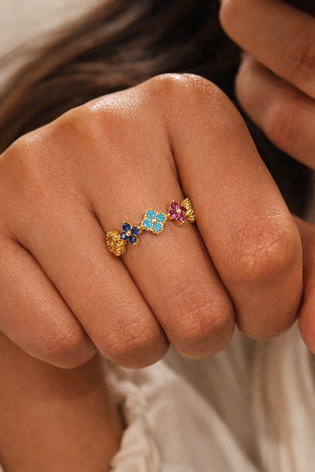 Colorful Clover Ring