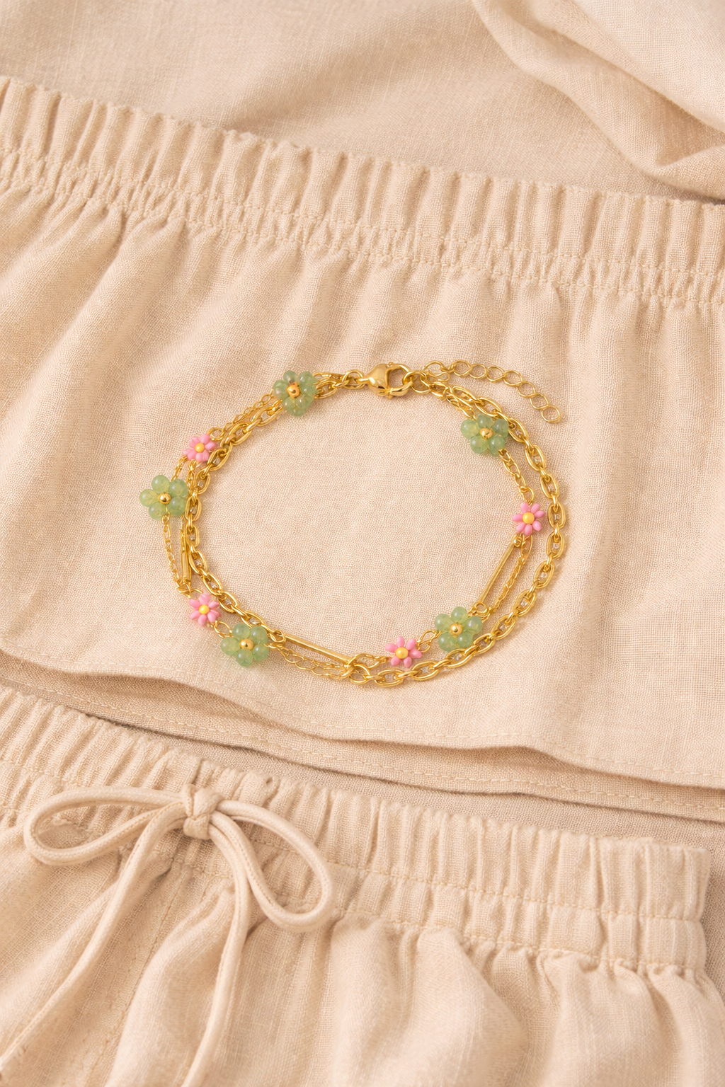 Flower Link Charms Bracelet