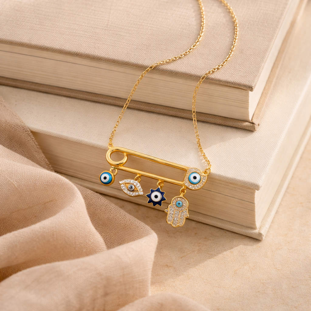 Hamsa Evil Eye Charms Necklace