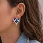 Heart Evil Eye Studs