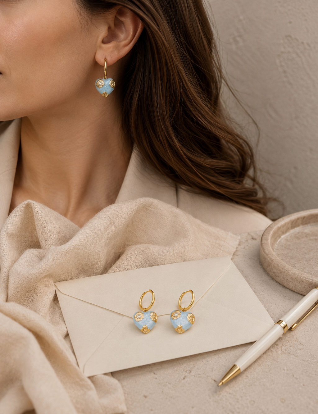 Heart Flower Earrings