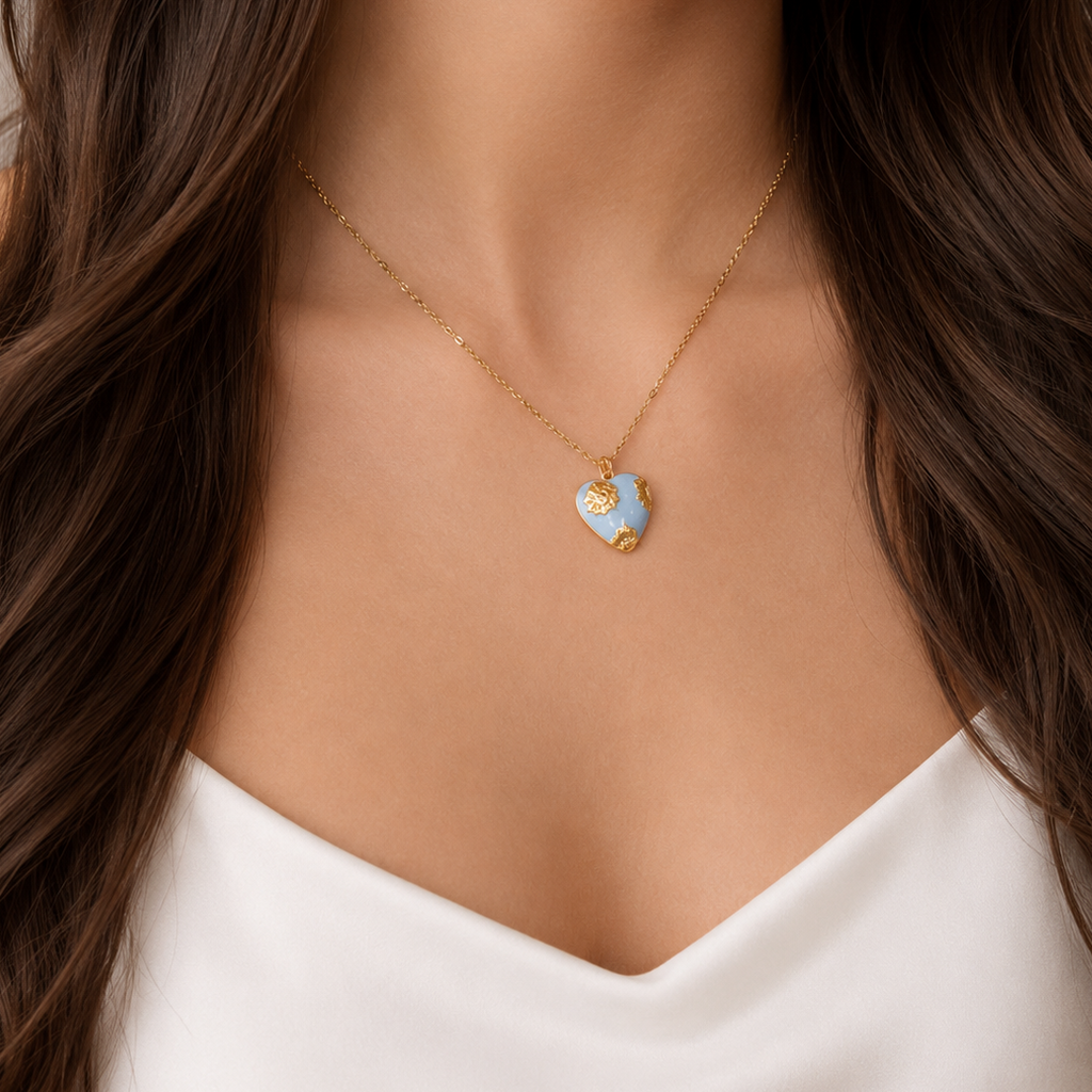 Heart Flower Pendant Necklace