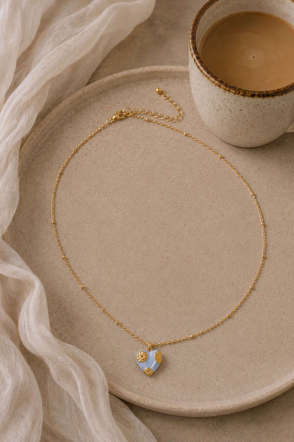Heart Flower Pendant Necklace