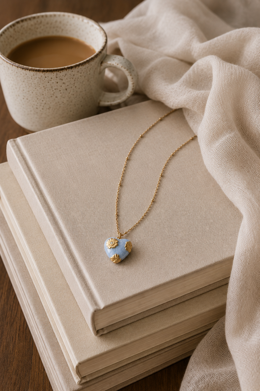 Heart Flower Pendant Necklace