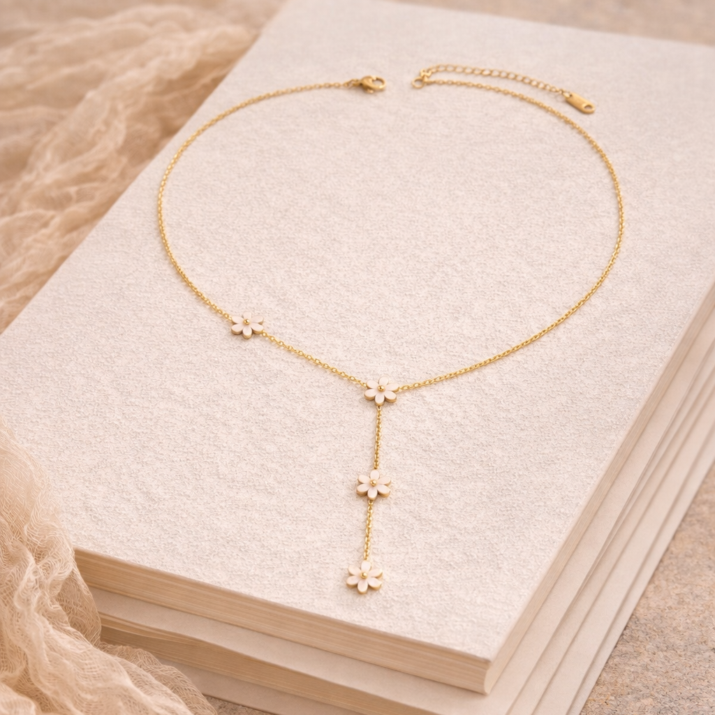 Y-Shaped Pressed Flower Necklace