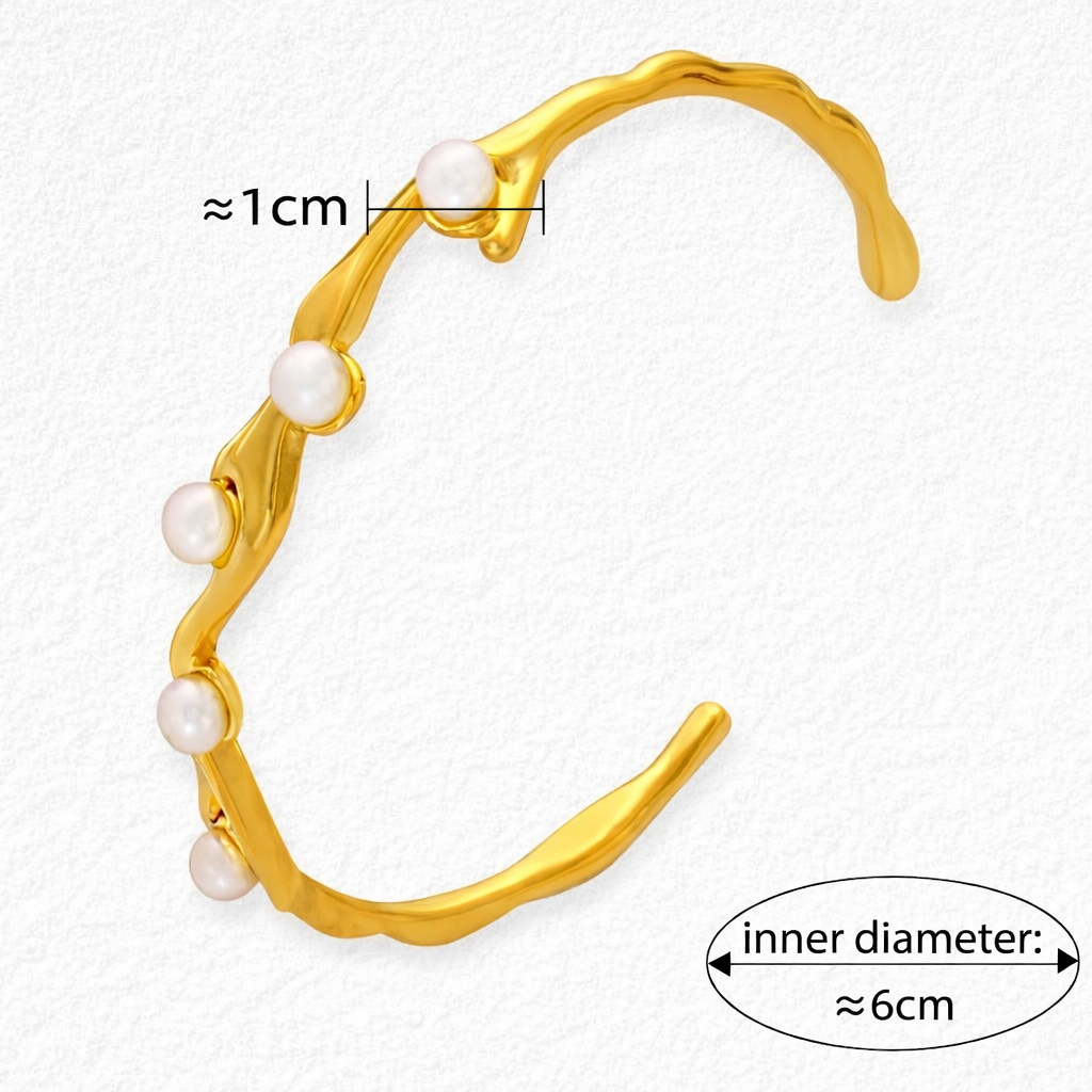Gold Plated Pearl Bangle