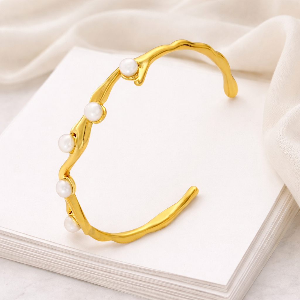 Gold Plated Pearl Bangle