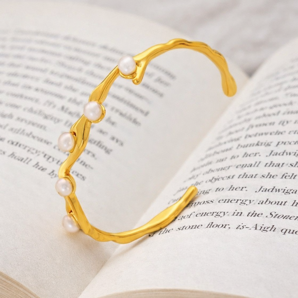 Gold Plated Pearl Bangle