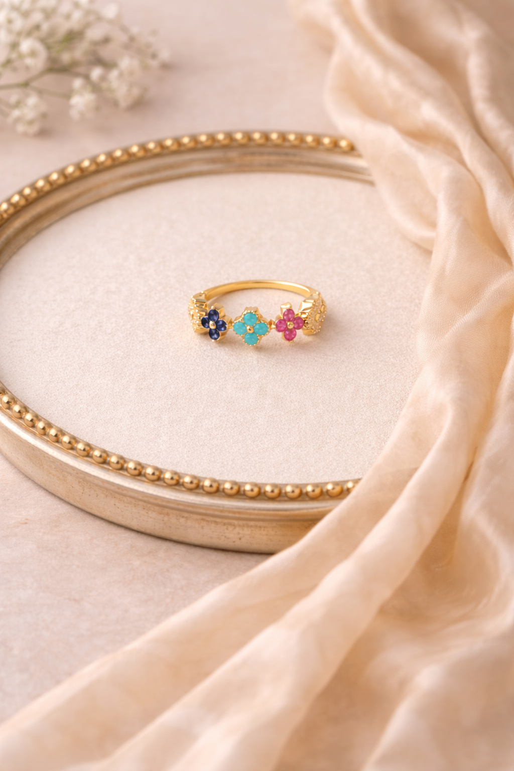 Colorful Clover Ring