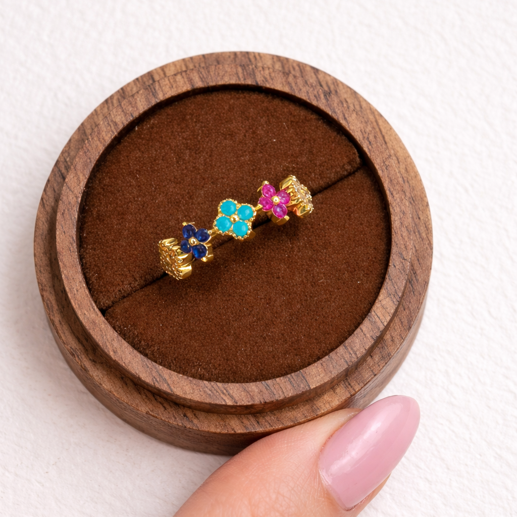 Colorful Clover Ring