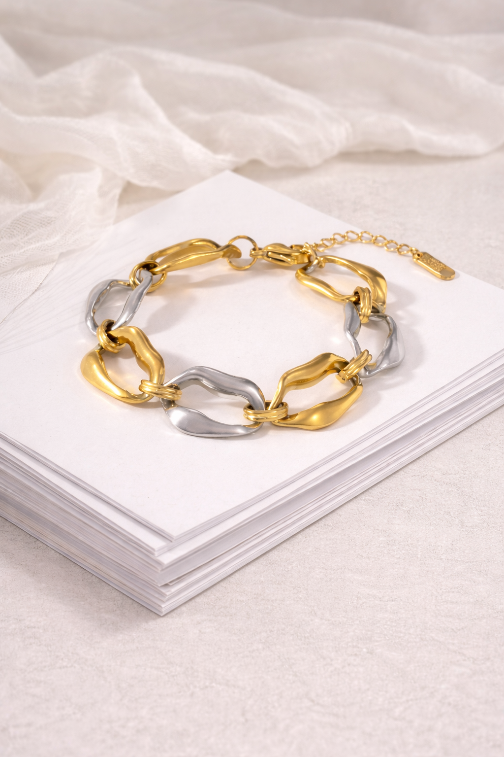 Dual Tone Chain Bracelet