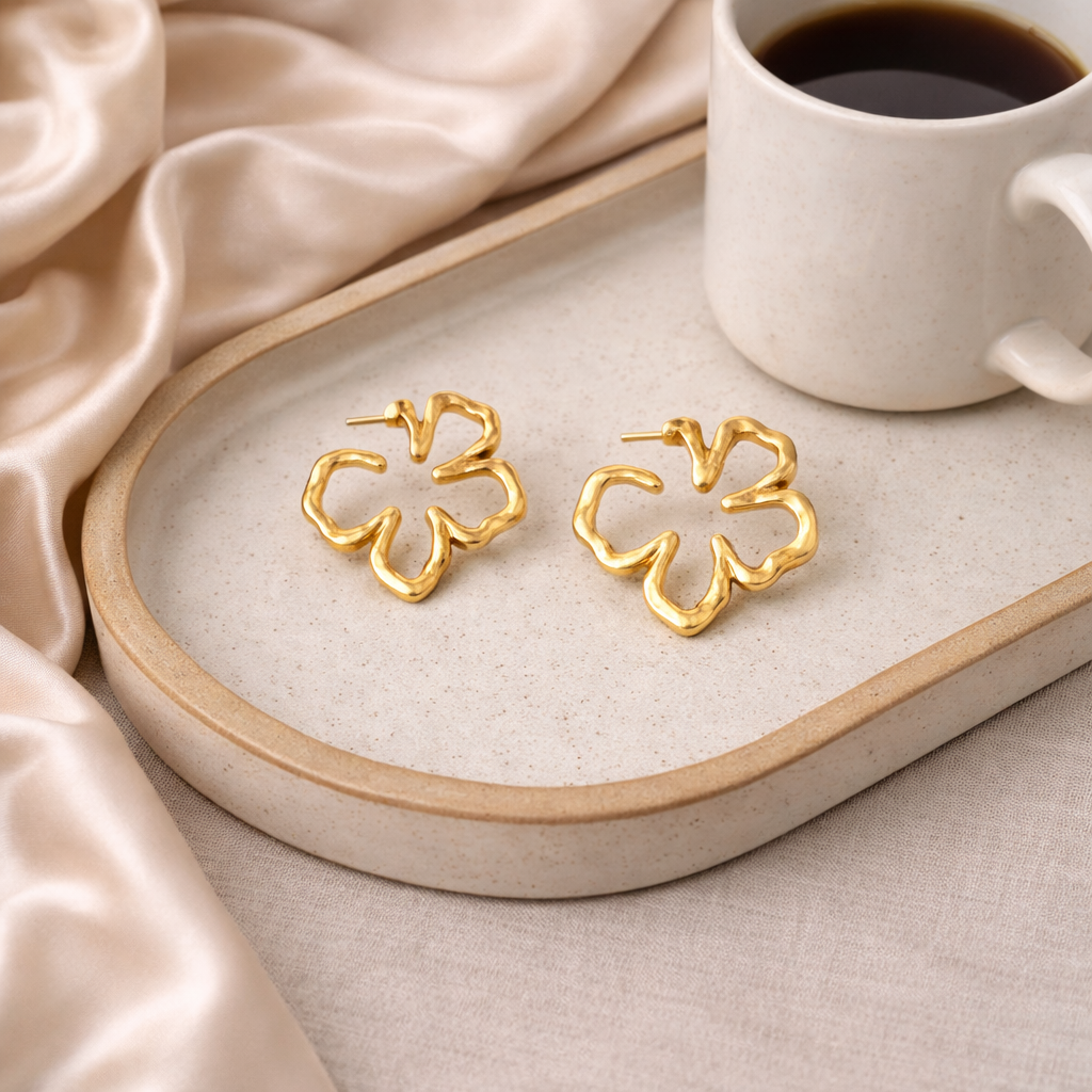 Flower Gold Hoops