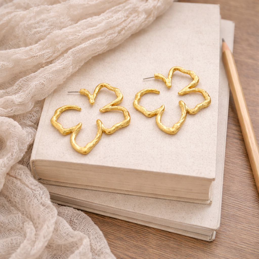 Flower Gold Hoops