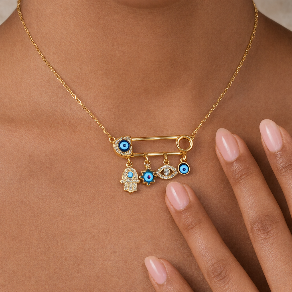 Hamsa Evil Eye Charms Necklace
