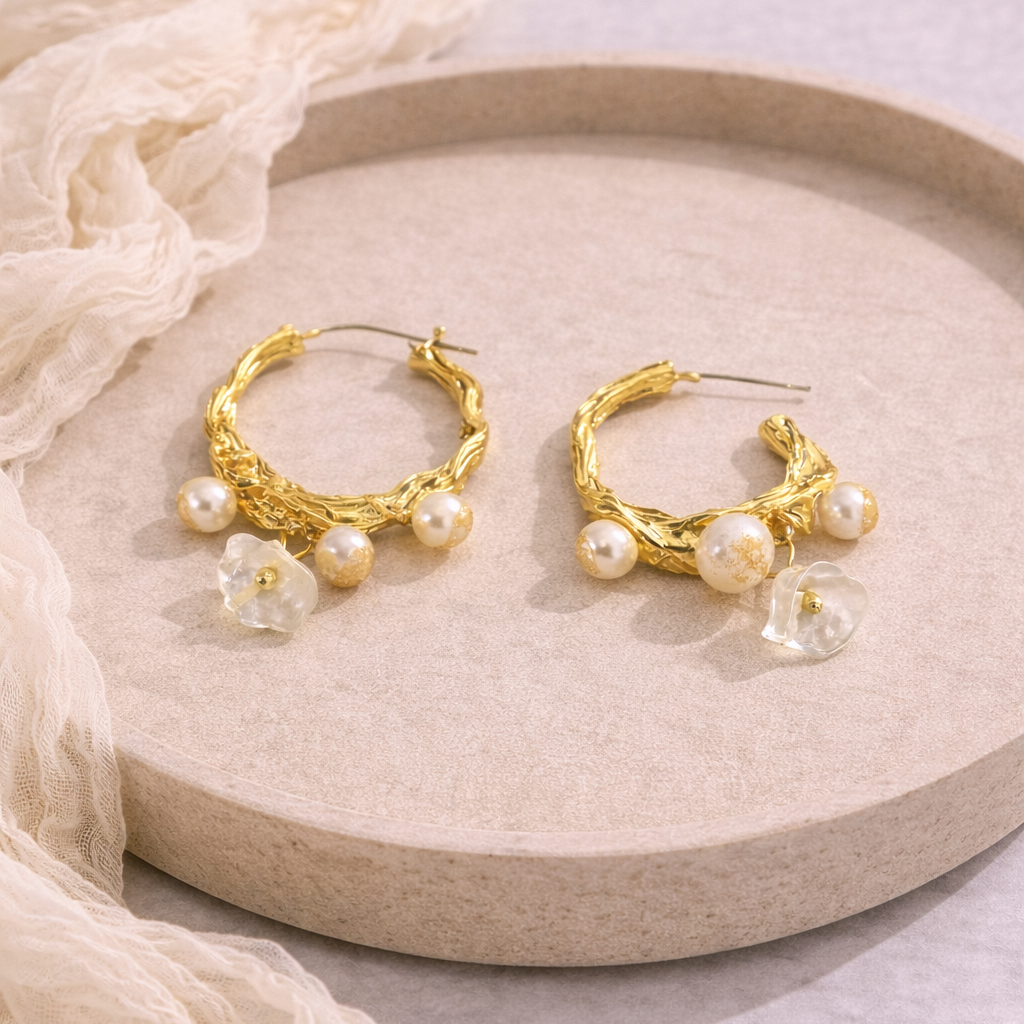 Rasha Pearl Hoops