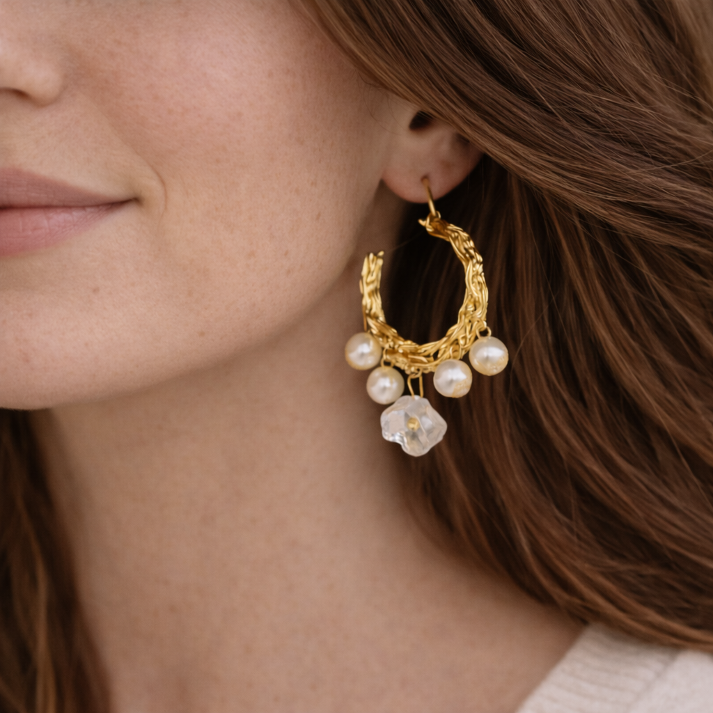 Rasha Pearl Hoops