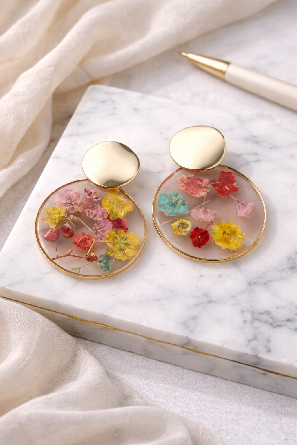 Resin Dried Flower Earrings