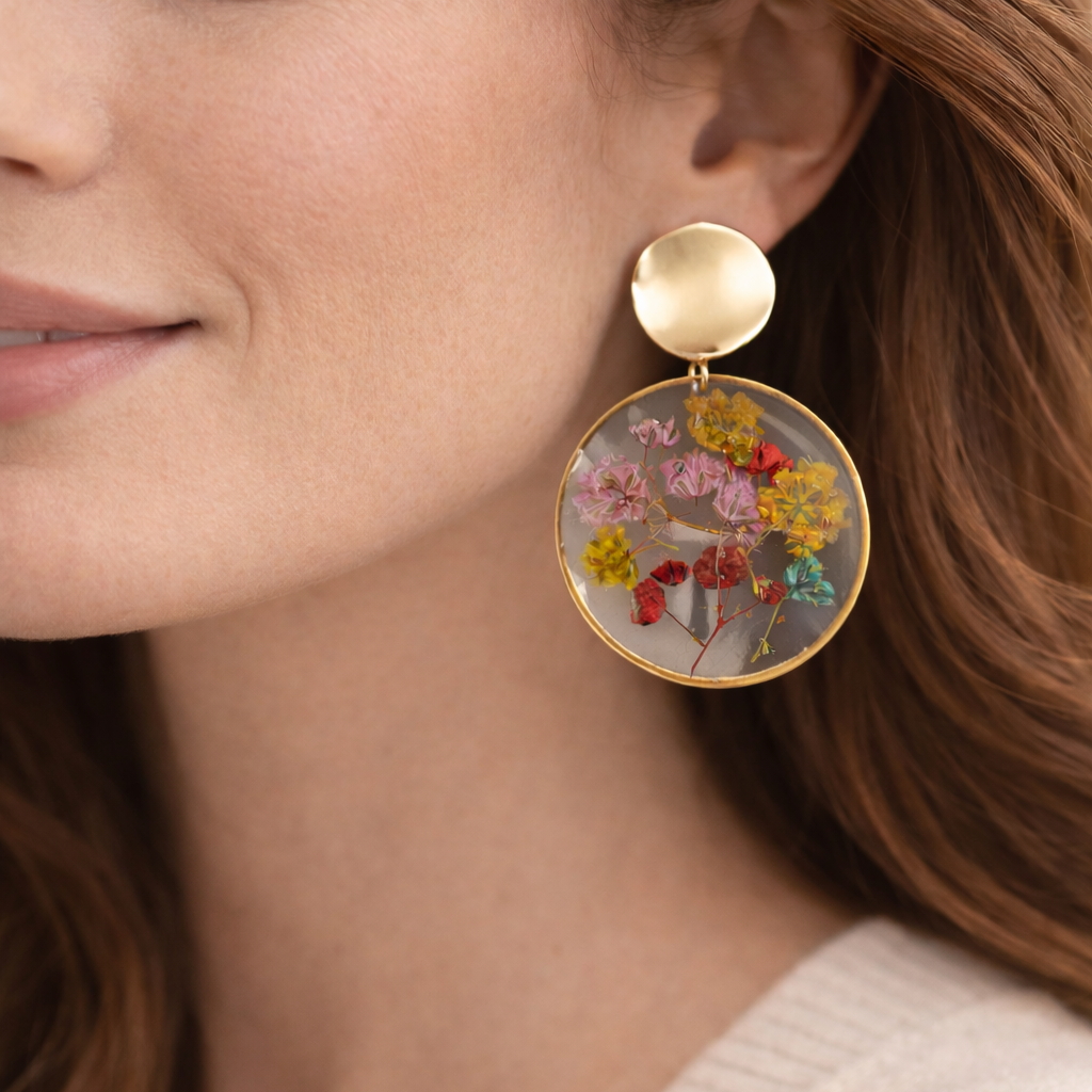 Resin Dried Flower Earrings