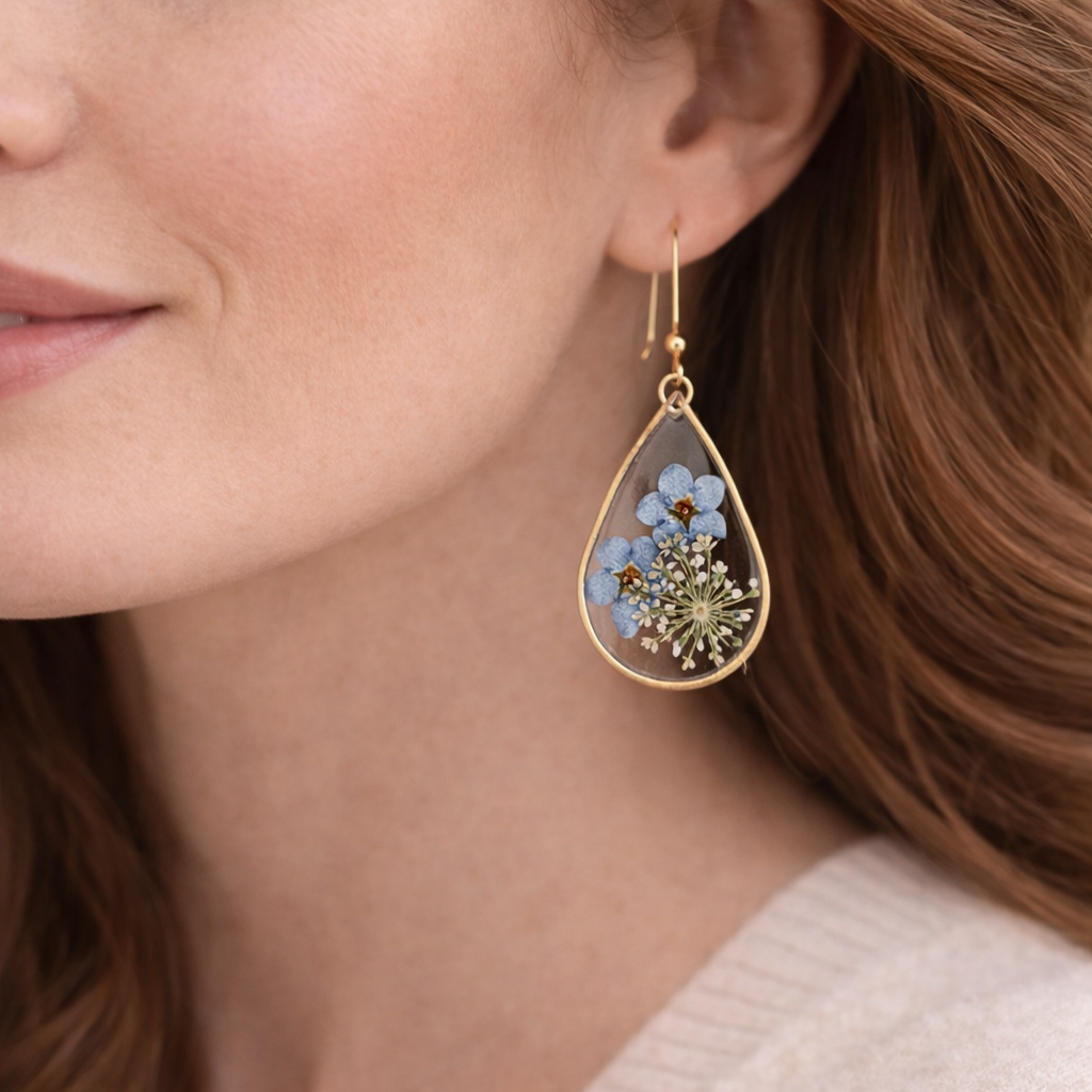 Resin Dried Flower Earrings