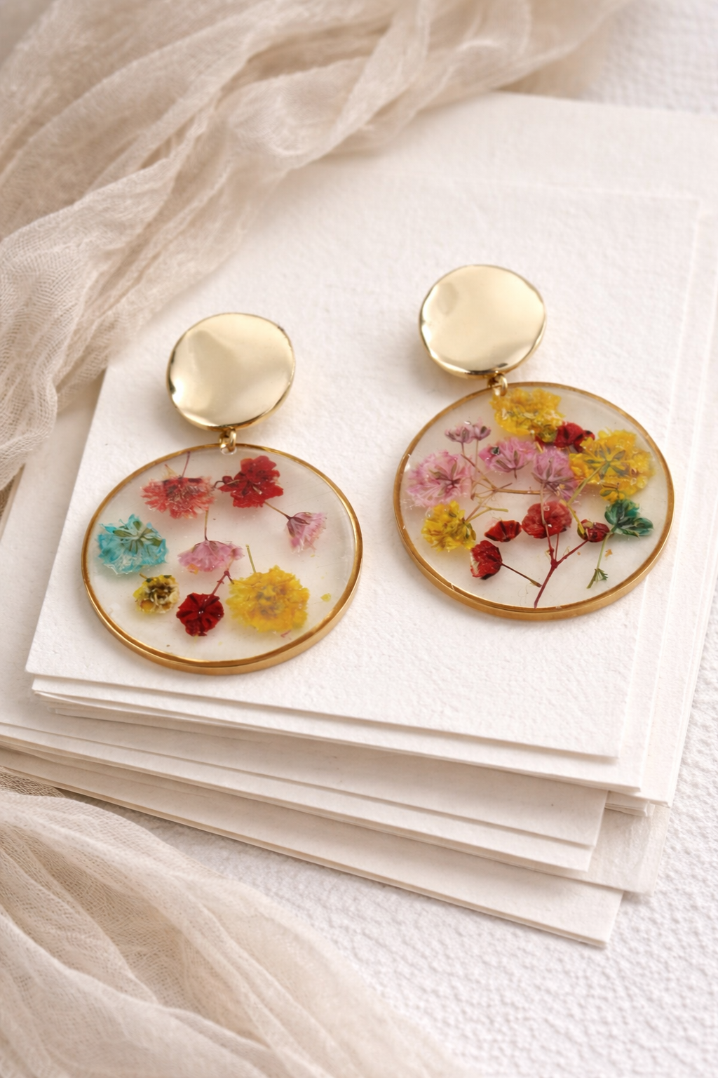 Resin Dried Flower Earrings