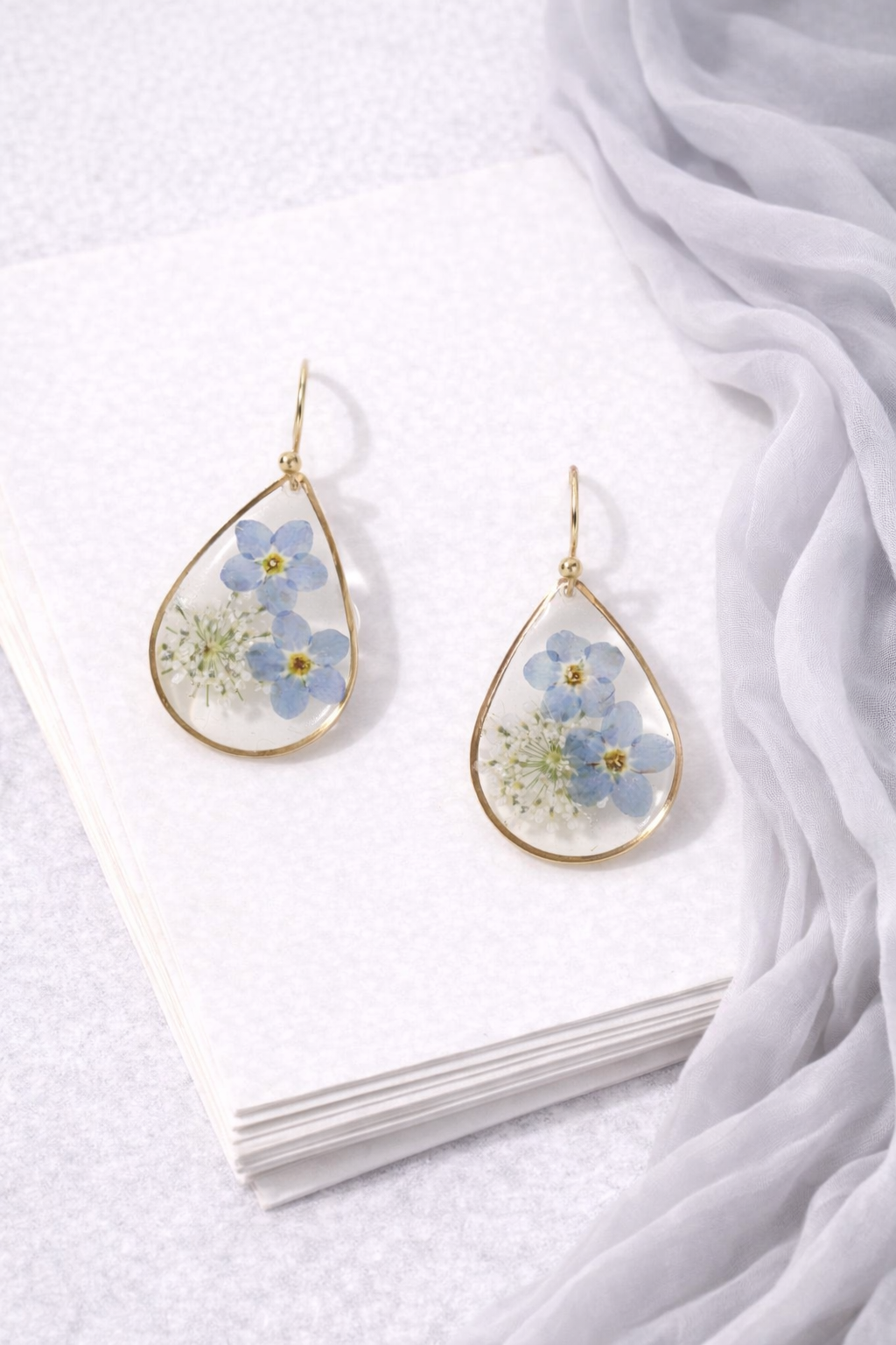 Resin Dried Flower Earrings