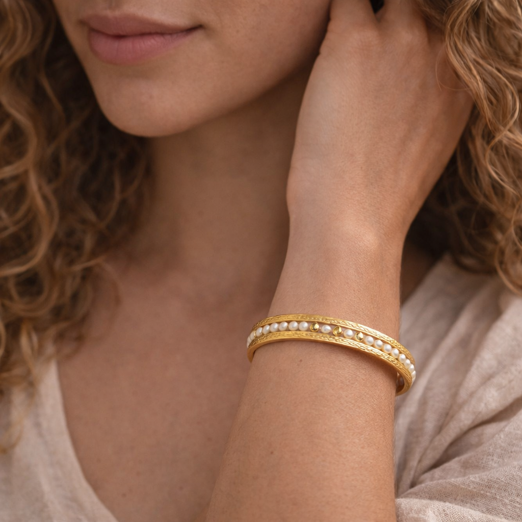 Rosa Pearl Cuff Bangle